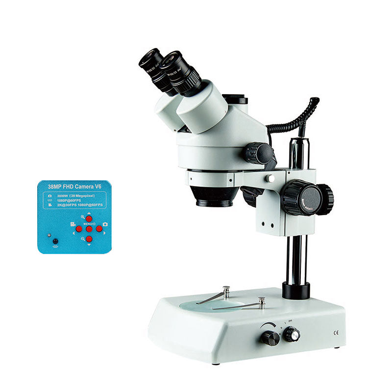 KUAIQU 7x - 45x Optical Zoom Industrial Trinocular Stereo Microscope with HDMI 38Mp Camera LED Light Electronic Lab Testing Mobile Phone Repair