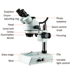 KUAIQU 7x - 45x Optical Zoom Industrial Trinocular Stereo Microscope with HDMI 38Mp Camera LED Light Electronic Lab Testing Mobile Phone Repair