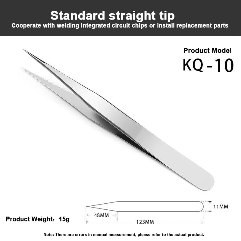 KQ-13 High Precision Tweezers - Flat Round Head for Wafer & Chip Handling
