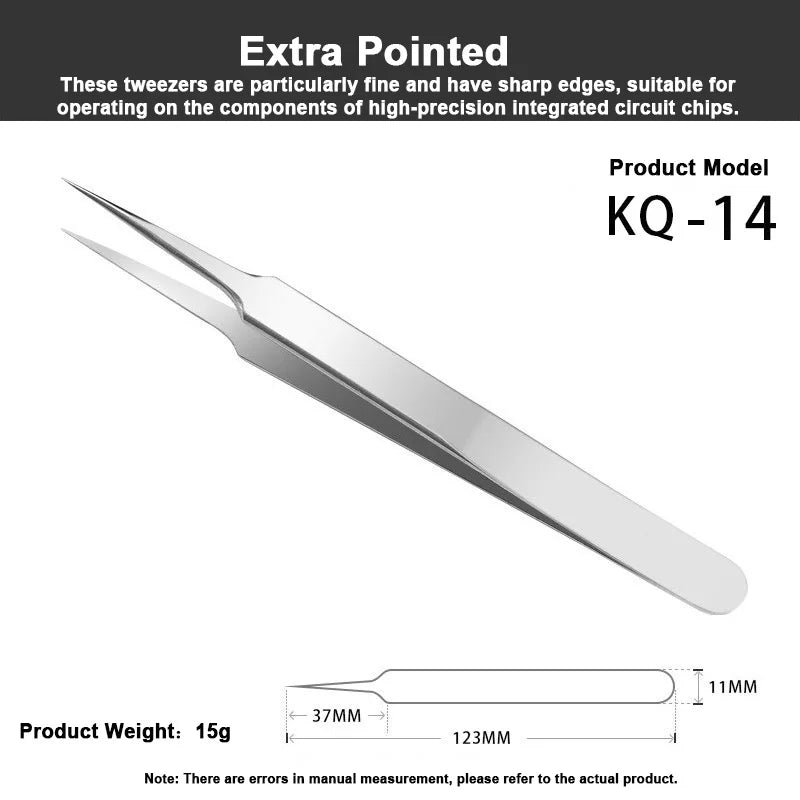 KQ-13 High Precision Tweezers - Flat Round Head for Wafer & Chip Handling