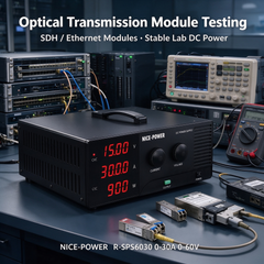Telecommunications Equipment Testing with NICE-POWER R-SPS6030 0-30A 0-60V Laboratory DC Power Supply