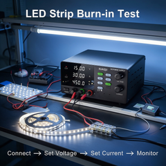 LED Lighting Testing with KUAIQU R-SPS1530S 15V 30A 450W CC CV Adjustable DC Power Supply