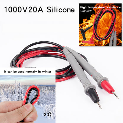 Cordons de test universels pour multimètre 1 000 V 20 A, sonde à pointe normale avec fil en silicone, pointes dorées de 90 cm pour tests haute tension/courant