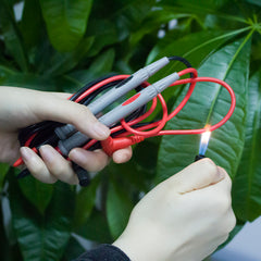 Cables de prueba universales para multímetro de 1000 V y 20 A, sonda de punta de aguja con cable de silicona, puntas doradas de 90 cm para pruebas de alto voltaje y corriente.