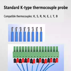 Testeur de température multicanaux de table 8 ou 16 canaux -270 °C à 2310 °C, écran tactile 4,3 pouces, tension 500 V CC ou 380 V CA/CC, enregistrement des données, alarme, clé USB 