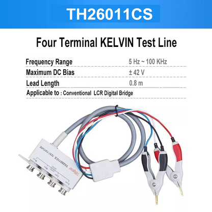 Tonghui TH26004S-1 TH26011CS Four-Terminal KELVIN Test Line 10kHz 100kHz ±42V 0.8m Lead Length