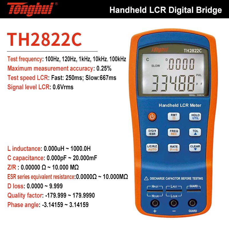 Tonghui Handheld LCR Meter TH2822C TH2822E LCD Display for precise component measurement handheld bridge tester