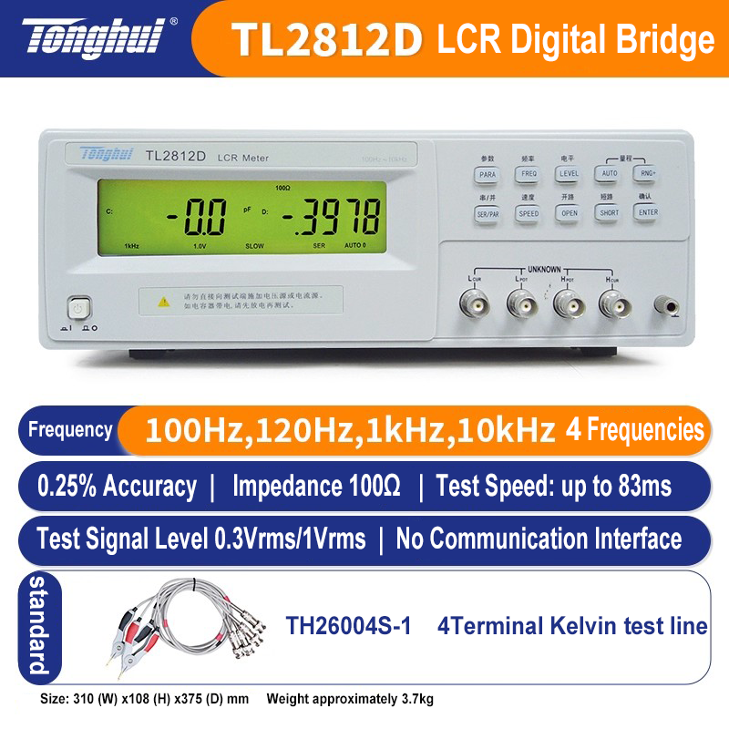 Tonghui LCR Meter TL2812D TH2811D TH2810D Digital Capacitor Meter LCR Tester 30Ω 100Ω for Low Frequency Component Measurement
