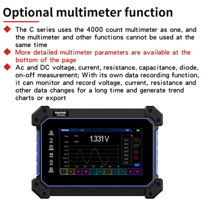 Hantek portable Handheld Touch Screen 2-channels Digital Oscilloscope TO1152C TO1202C TO1252C 150MHz 200MHz 250MHz with Multimeter function