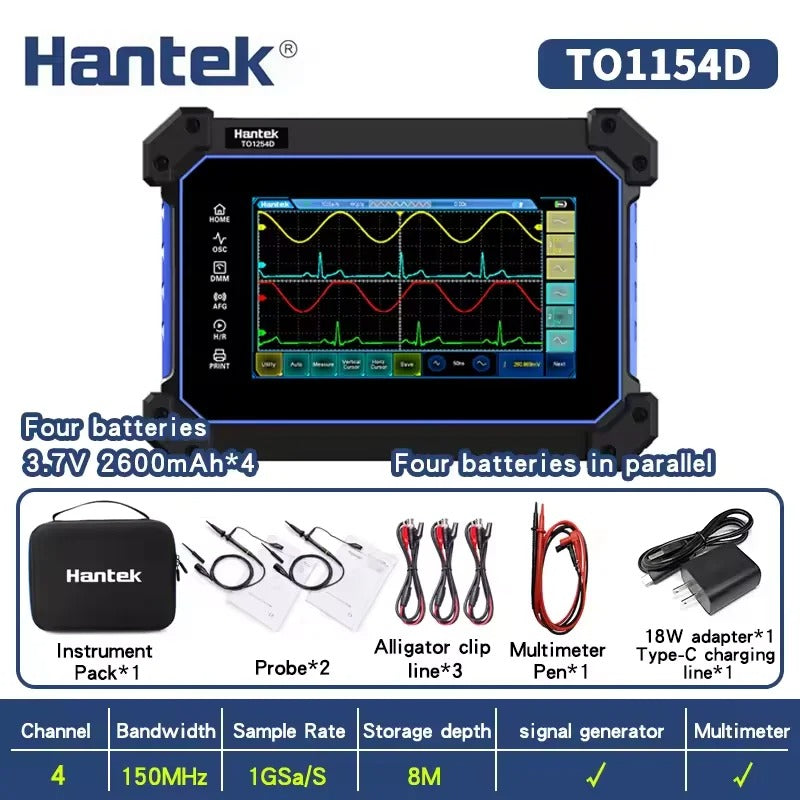 Hantek Handheld Oscilloscopes TO1154D TO1204D TO1254D waveform storage Multiple data analysis 150MHz 200MHz 250MHz Bandwidth