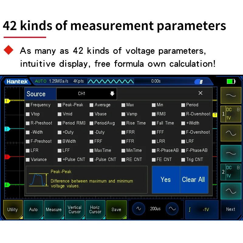 Hantek Full Touch Screen Digital Oscilloscope TO1112 TO1112C TO1112D portable 110Mhz 2-ch + Multimeter +Signal Generator 25 MHz Signal Source