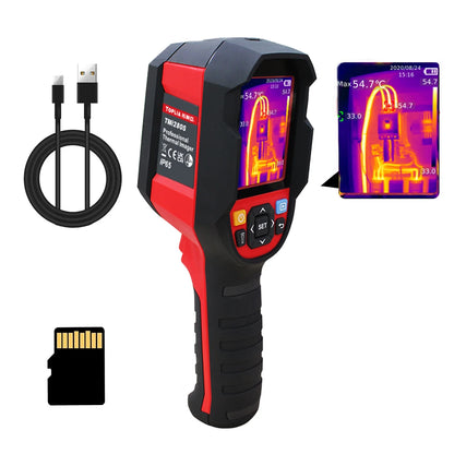 Caméra thermique TOPLIA TMi280S, résolution IR 256 x 192, 49 152 pixels, 7 palettes, rafraîchissement 25 Hz, -20 °C à 400 °C, IP65, résistance aux chutes de 2 m, testeur d'alimentation/plomberie