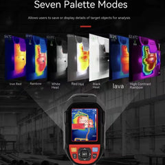 Caméra thermique TOPLIA TMi280S, résolution IR 256 x 192, 49 152 pixels, 7 palettes, rafraîchissement 25 Hz, -20 °C à 400 °C, IP65, résistance aux chutes de 2 m, testeur d'alimentation/plomberie