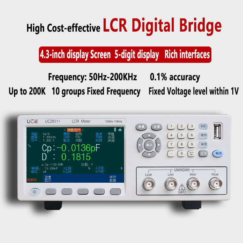 Puente digital LCR 50 Hz-200 KHz 0,1 % de precisión, múltiples grupos, frecuencia fija, resistencia, capacitancia, inductancia, medición de componentes electrónicos 