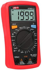 Multimètre numérique de poche UNI-T UT33C+, affichage 2 000 points, sécurité CAT II 600 V, sélection automatique de plage, résistance aux chutes de 2 m, avec rétroéclairage et sonde de température.