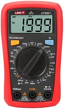 Multimètre numérique de poche UNI-T UT33D+, affichage 2 000 points, sécurité CAT II 600 V, sélection automatique/manuelle, résistance aux chutes de 2 m, avec rétroéclairage, NCV et sonde de température