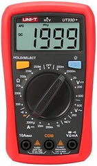 Multimètre numérique de poche UNI-T UT33D+, affichage 2 000 points, sécurité CAT II 600 V, sélection automatique de plage, résistance aux chutes de 2 m, avec rétroéclairage, NCV et sonde de température.