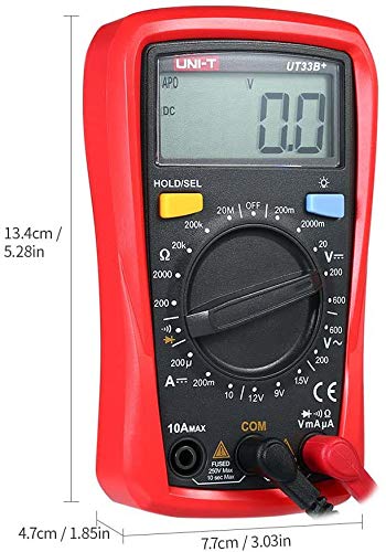 Multimètre numérique de poche UNI-T UT33B+, affichage 2 000 points, sécurité CAT II 600 V, sélection automatique de plage, résistance aux chutes de 2 m, avec rétroéclairage et test de diode (sans sonde de température)