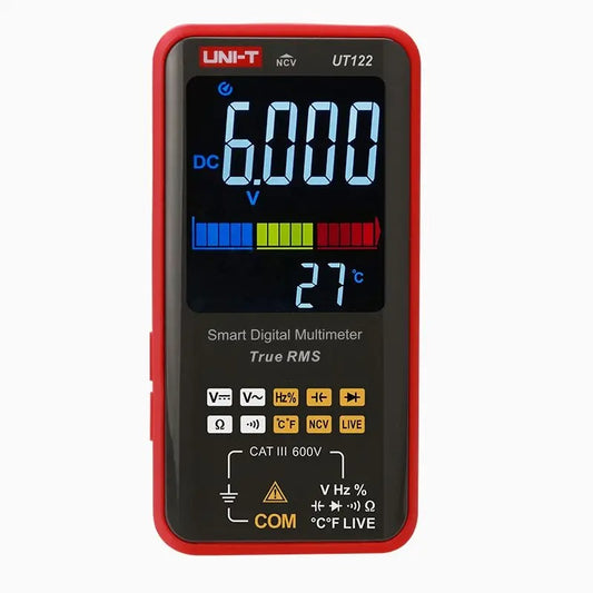 UNI-T UT122 Smart Digital Multimeter with Color Screen, Auto-Ranging, NCV Detection, Temperature & Frequency Measurement, CAT III 600V Safety