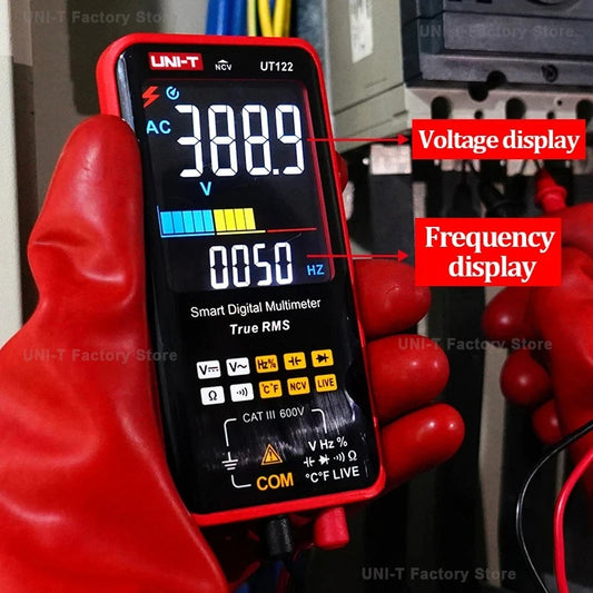 UNI-T UT122 Smart Digital Multimeter with Color Screen, Auto-Ranging, NCV Detection, Temperature & Frequency Measurement, CAT III 600V Safety