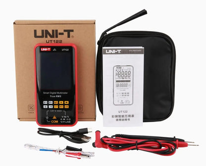 Multimètre numérique intelligent UNI-T UT122 avec écran couleur, sélection automatique de plage, détection NCV, mesure de température et de fréquence, sécurité CAT III 600 V