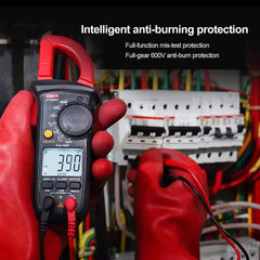 Pinza amperimétrica digital UNI-T UT200A+, 400 A CA, RMS real, CAT III 600 V, NCV, prueba en vivo, 600 V CA/CC, rango automático, LCD retroiluminado