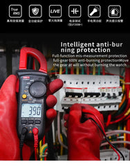 Pinza amperimétrica digital UNI-T UT200B+, 600 A CA, verdadero valor eficaz, 600 V CA/CC, capacitancia de 1 mF, prueba de cable con tensión, rango automático, CAT III 600 V