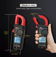 Pinza amperimétrica digital UNI-T UT200B+, 600 A CA, verdadero valor eficaz, 600 V CA/CC, capacitancia de 1 mF, prueba de cable con tensión, rango automático, CAT III 600 V