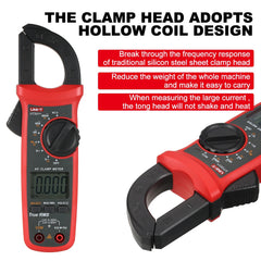 Pinza amperimétrica digital UNI-T UT201+, 400 A CA, RMS real, CAT III 300 V, NCV, 600 V CA/CC, rango automático, LCD retroiluminado