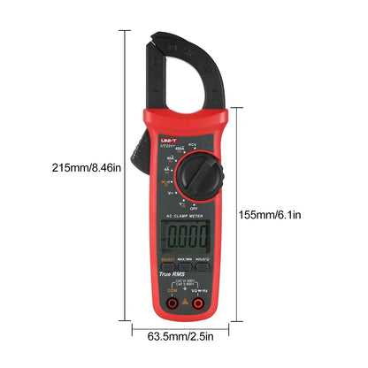 Pince ampèremétrique numérique UNI-T UT201+, 400 A CA, valeur efficace vraie, CAT III 300 V, NCV, 600 V CA/CC, plage automatique, écran LCD rétroéclairé