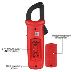 Pinza amperimétrica digital UNI-T UT201+, 400 A CA, RMS real, CAT III 300 V, NCV, 600 V CA/CC, rango automático, LCD retroiluminado