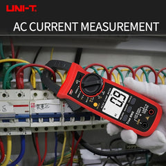 Pinza amperimétrica digital UNI-T UT202+, 400 A CA, RMS real, CAT III 300 V, NCV, temperatura, capacitancia de 4 mF, LCD retroiluminado