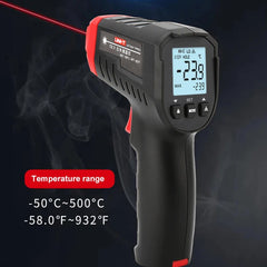 Thermomètre infrarouge UNI-T UT306C, -50 °C à 500 °C, résolution 0,1 °C, rapport de distance 12:1, émissivité réglable, ciblage laser, pour applications industrielles et CVC