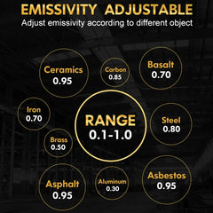 Thermomètre infrarouge UNI-T UT306C, -50 °C à 500 °C, résolution 0,1 °C, rapport de distance 12:1, émissivité réglable, ciblage laser, pour applications industrielles et CVC