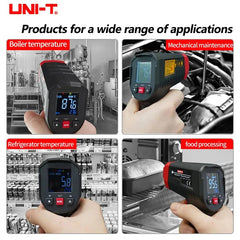 Thermomètre infrarouge UNI-T UT306S, -50 °C à 500 °C, rapport D:S 12:1, laser unique, émissivité réglable, conservation des données
