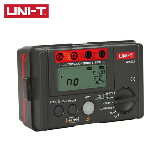 UNI-T UT501A Insulation Resistance Tester, 100V/250V/500V/1000V, 0.00MΩ~20.0GΩ, LCD Backlight, Auto Discharge, for Electrical Safety Testing