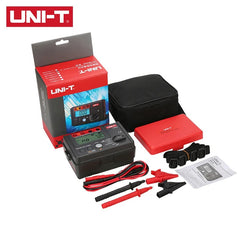 Megóhmetro UNI-T UT501A de 1000 V, comprobador de aislamiento, medidor de resistencia de tierra de 0 megaohmios a 5,5 GΩ con voltaje de prueba de CA de 100 V/250 V/500 V