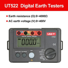 Testeur de résistance de terre UNI-T UT522, 0 à 20 000 Ω, précision ± (2 % + 3), stockage de 20 données, IP65, double isolation, pour les contrôles de sécurité électrique et de mise à la terre