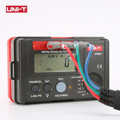 Comprobador de RCD UNI-T UT582+, corriente de disparo de 10-500 mA, temporización de 0-2000 ms, CAT III 300 V, prueba de rampa automática