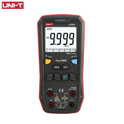 Multimètre numérique UNI-T UT60S, 9 999 points, valeur efficace vraie, CAT III 600 V, NCV, sélection automatique de plage, capacité jusqu'à 99,99 mF, écran LCD rétroéclairé