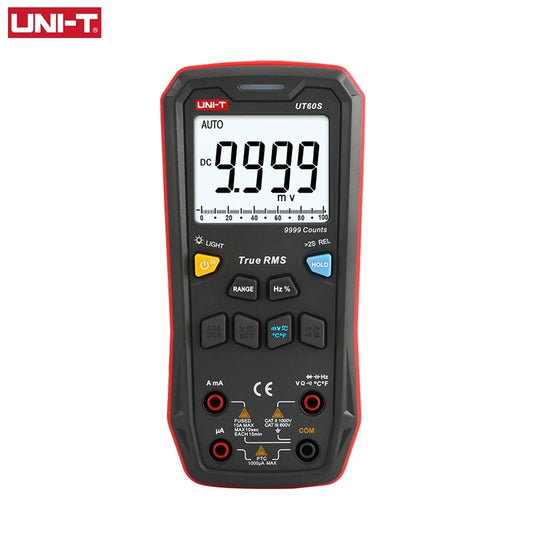 Multimètre numérique UNI-T UT60S, 9 999 points, valeur efficace vraie, CAT III 600 V, NCV, sélection automatique de plage, capacité jusqu'à 99,99 mF, écran LCD rétroéclairé