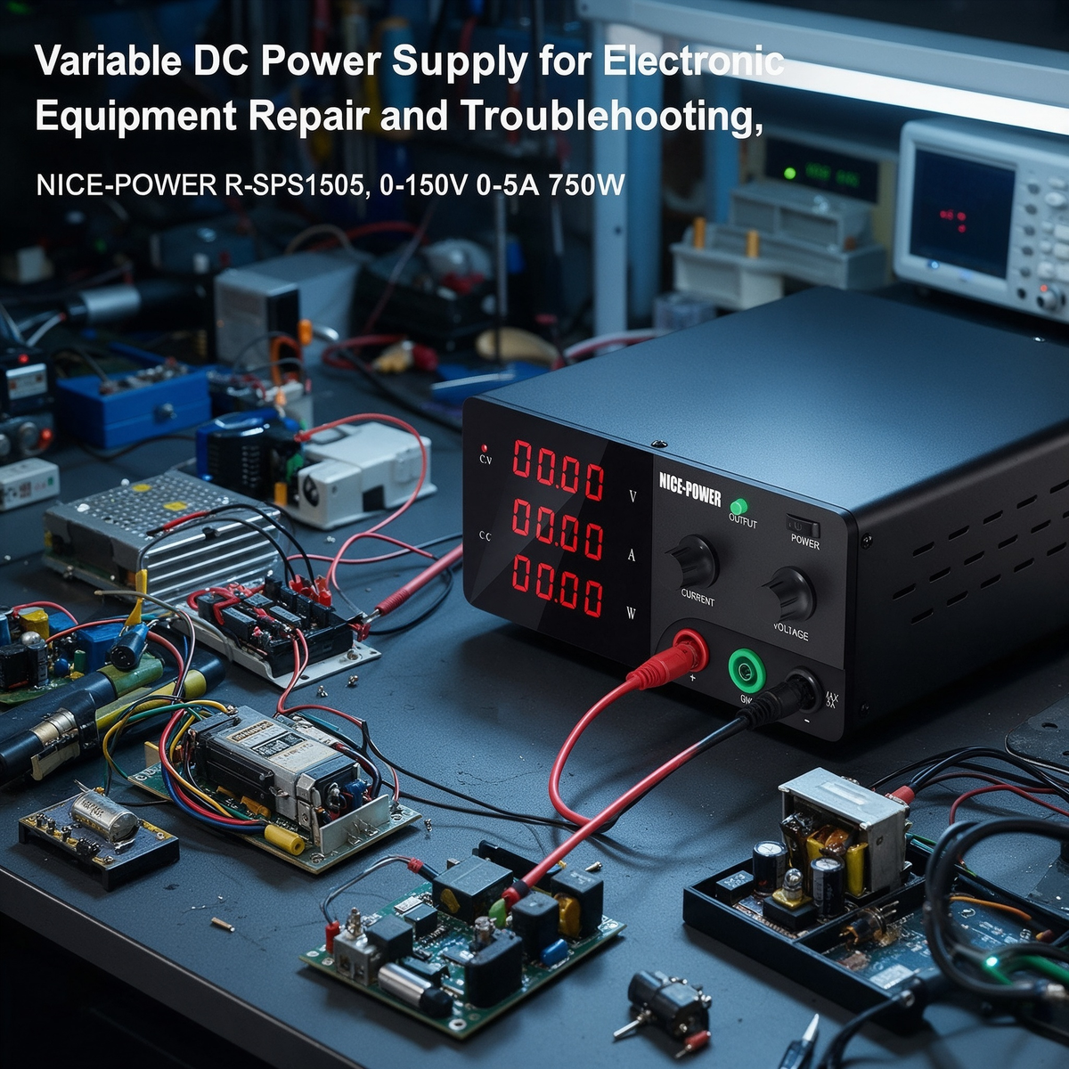 Variable DC Power Supply for Electronic Equipment Repair and Troubleshooting, NICE-POWER R-SPS1505, 0-150V 0-5A 750W