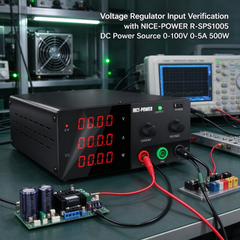 Voltage Regulator Input Verification with NICE-POWER R-SPS1005 DC Power Source 0-100V 0-5A 500W