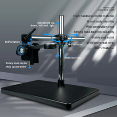 Microscopio digital YIZHAN de 48 MP con grabación de video 4K, cámara industrial USB HDMI, lente de montura C de 180X y soporte grande giratorio.