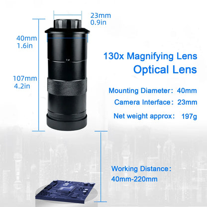 YIZHAN 48MP Digital Microscope 4K Video Recording USB HDMI Industrial Microscope Camera 130X C-mount Lens Soldering Repair