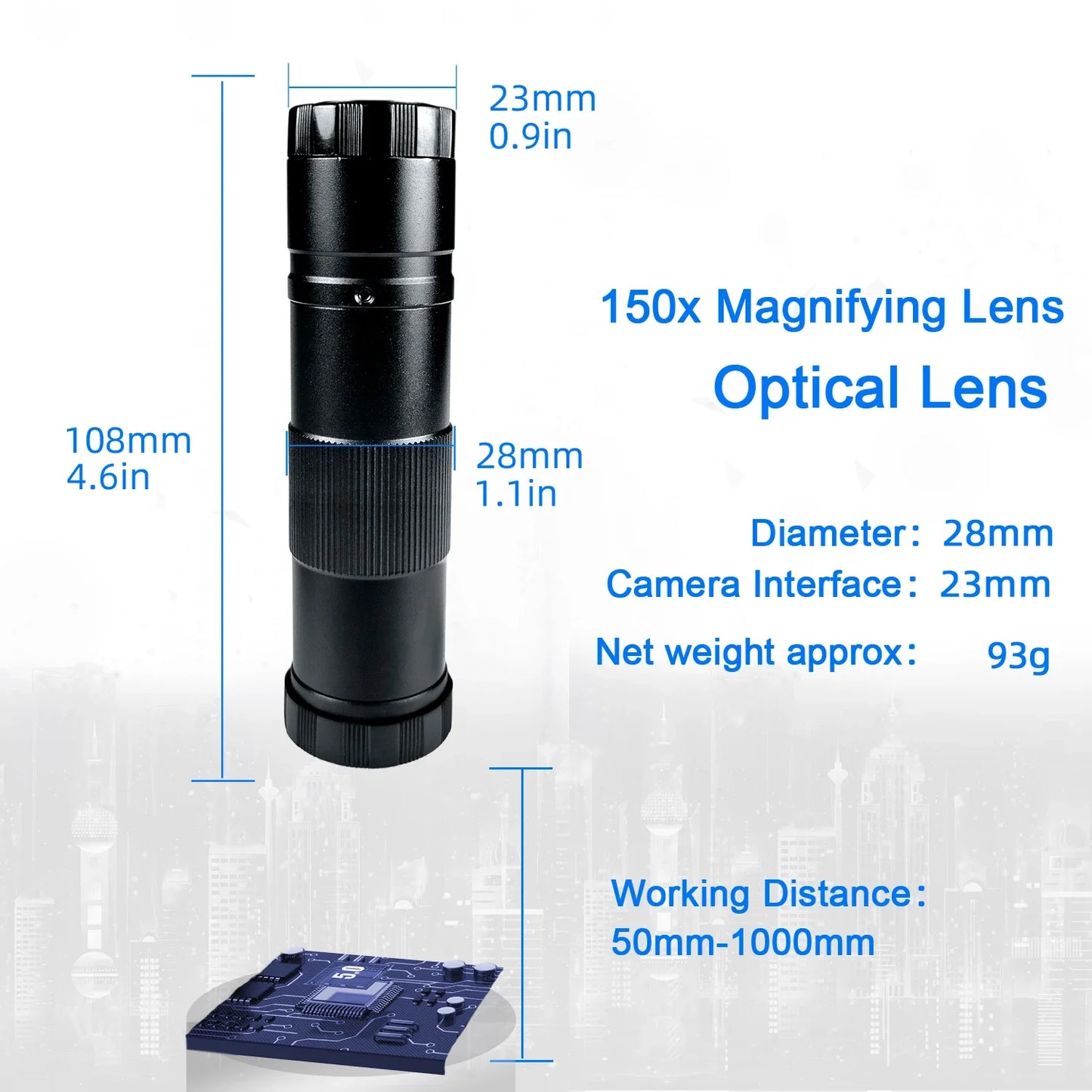 YIZHAN 4K 48MP Digital Microscope, 150X Lens, Panasonic CMOS Sensor, HDMI USB Camera with Foldable Stand, Remote Control