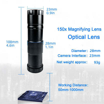 YIZHAN 4K 48MP Digital Microscope, 150X Lens, Panasonic CMOS Sensor, HDMI USB Camera with Foldable Stand, Remote Control