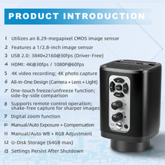 Cámara industrial HDMI de alta definición XHU6001, cámara 4K, mantenimiento de teléfonos móviles, transmisión en vivo, lupa, máquina todo en uno