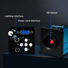 Cabezal de cámara para microscopio industrial XV1001 Lente visual de alta definición con interfaz VGA y anillo de luz
