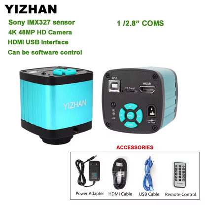 YIZHAN 48MP 4K Electronics Soldering Microscope 1080P HDMI Camera USB Software 1-150x Lens Foldable Stand